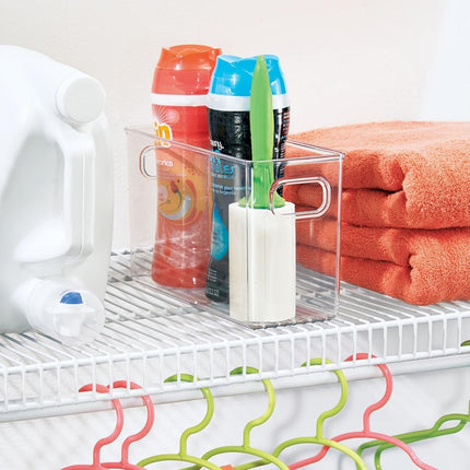 iDesign Cabinet/Kitchen Binz Kitchen Storage Container, Medium Plastic Storage Boxes for the Fridge, Freezer or Pantry, Clear, 25.4 x 10.2 x 15.2 cm, Large, Klar