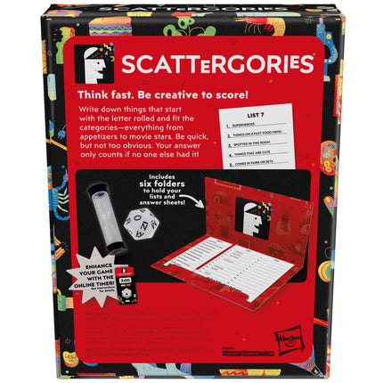 Hasbro Gaming Scattergories Juego Clásico, Juego de Fiesta para Adultos y Adolescentes a partir de 13 años, Juego de Mesa para 2 o más Jugadores