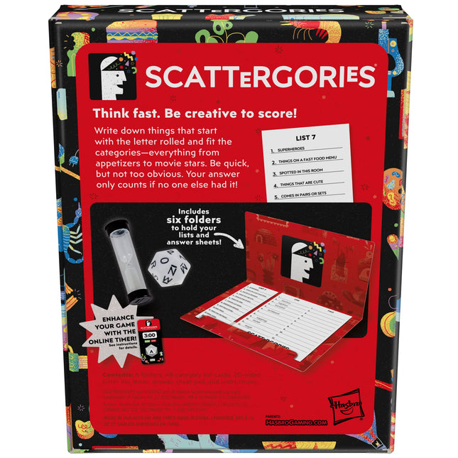 Hasbro Gaming Scattergories Jeu classique, Jeu de société pour adultes et adolescents à partir de 13 ans, Jeu de plateau pour 2 joueurs et plus
