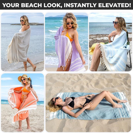 DEMMEX Organic Turkish Cotton Beach Bath Hammam Towel – Quick-Dry, Lightweight, Compact, Sand-Free Beach Towel & Blanket – Luxury Bathroom & Hammam Towel, OEKO-TEX Certified, 180x90cm, Fuchsia