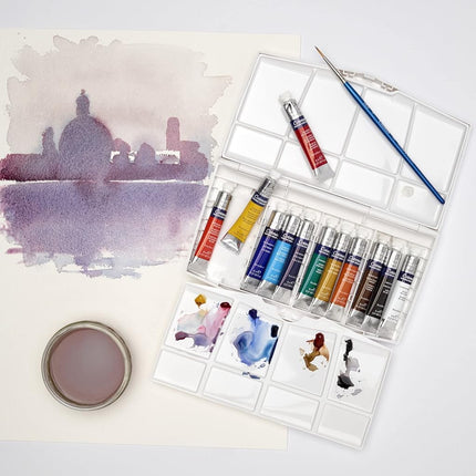 Winsor & Newton, Cotman Watercolour, 'Tube Travel Set', 12 x 8ml Tubes + 1 x Cotman Watercolour Round Brush