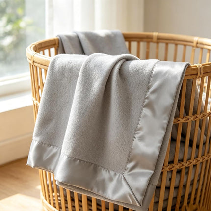 TLCare Fleece Blanket with Satin Trim, Gray, 2", for Boys and Girls (3302-Gray)