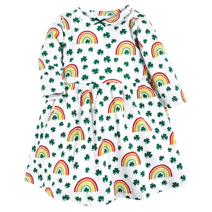 Hudson Baby Baby Girls' Cotton Dresses, St Patricks Rainbow, 0-3 Months