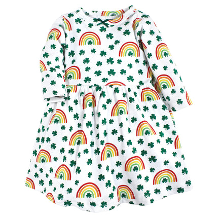 Hudson Baby Baby Girls' Cotton Dresses, St Patricks Rainbow, 0-3 Months