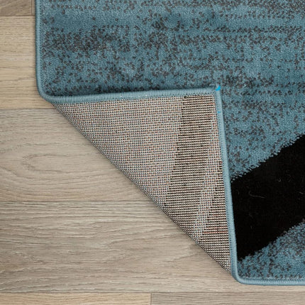 Alfombra decorativa moderna con diseño de círculos ondulados de Rugshop, resistente a la decoloración para entrada, baño o cocina, azul, 0.8 x 1.2 m