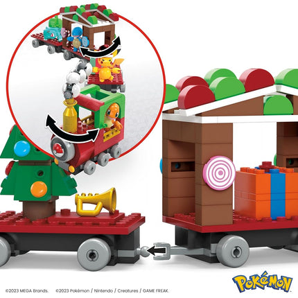 MEGA Pokémon Action Figure Building Toys, Holiday Train with 373 Pieces, 4 Poseable Characters, Gift Idea for Kids, HHP69,Multi-coloured,Medium