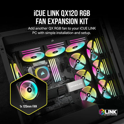 Corsair iCUE LINK QX120 RGB 120mm Magnetic Dome RGB Single Fan - Black