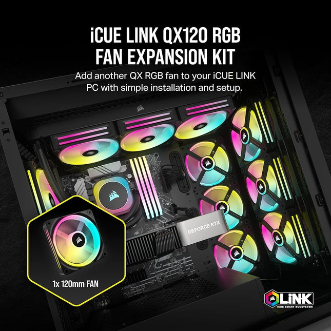 Corsair iCUE LINK QX120 RGB 120mm Magnetic Dome RGB Single Fan - Black