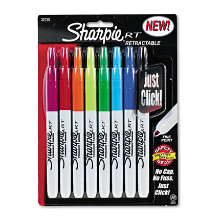 Sharpie 32730PP - Retractable Permanent Markers, Fine Point, Assorted, 8/Set-SAN32730PP