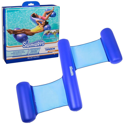 SwimWays Spring Float Premium Tandem Hammock, Pool Hammock Fits 2 Adults, Inflatable Pool Floats Adult with Fast Inflation for Ages 15 & Up
