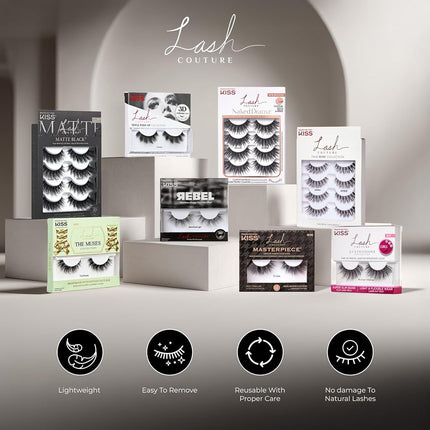KISS Lash Couture Triple Push Up Collection, 3D Volume False Eyelashes with Triple Design Technology, Multi-Angles & Lengths, Cruelty-Free, Contact Lens Friendly, and Reusable, Style Teddy, 1 Pair