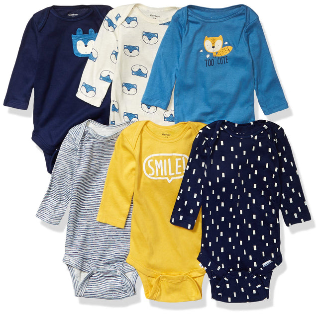 Gerber Baby-Boys 6-Pack Long-Sleeve Onesies Bodysu