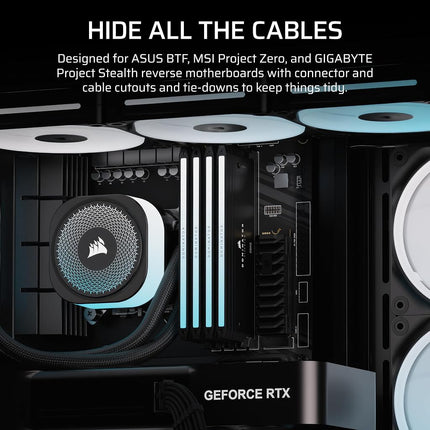 CORSAIR FRAME 4500X LX-R RGB LINK Panoramic Glass Mid-Tower PC Case – InfiniRail Mounting System, Fits Dual 360mm Radiators, GPU Anti-Sag, 3x LX120R RGB LINK Fans Included – Black