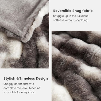 Cozy Bliss Faux Fur Throw Blanket for Couch, Bubble Plush Blanket Twin Size, Fuzzy Soft & Thick Blanket for Bed Sofa Living Room, 152.4 x 203.2cm Tie-dye Taupe