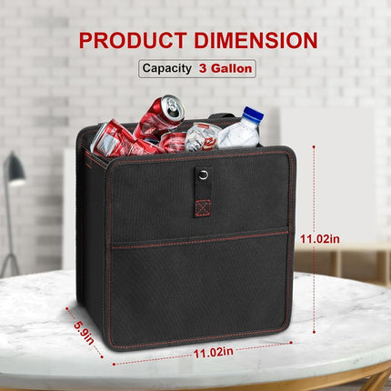 Bote de basura Simple Deluxe para automóvil con bolsillos de almacenamiento, bote de basura a prueba de fugas con correas ajustables, plegable, portátil e impermeable, 3 galones, negro