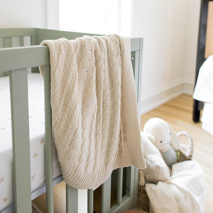 Burt's Bees Baby Kids Blanket Knitted Braided 100% Organic Cotton Soft Breathable Machine Washable Newborn Blanket Size 76x100cm