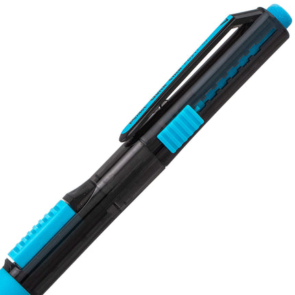 Portaminas Pentel QUICK CLICK Pop, mina 2B de 0.7 mm, cuerpo negro con detalles en azul cielo, caja de 12 (PD217AS)