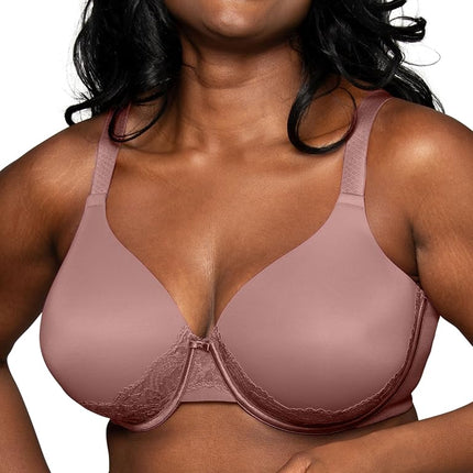 Soutien-gorge Vanity Fair Beauty Back lissant pour femme avec dentelle, bonnets légèrement doublés jusqu'à la taille DD, tissu extensible dans 4 directions, opaque, Blush cuivré, 85E, Blush cuivré, 38DD