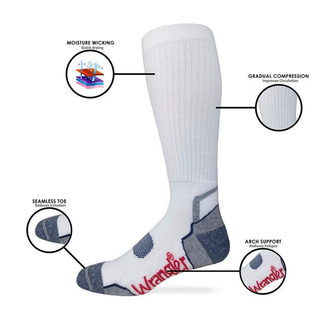 Wrangler Mens Ultra Dri Compression Tall Boot Socks 3 Pair Pack
