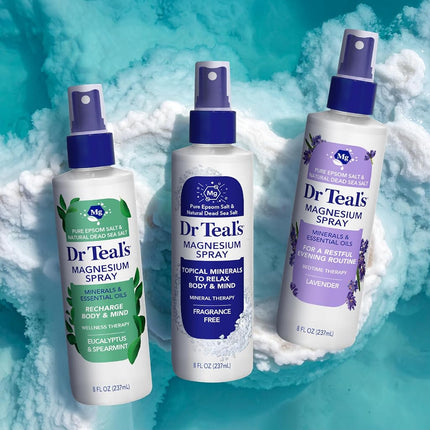 Dr Teal's Topical Magnesium Spray with Natural Dead Sea Salt, Fragrance Free, 8 fl oz (Pack of 2)