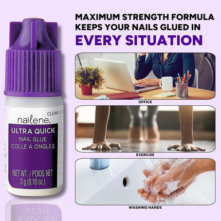 Nailene Ultra-Quick Nail Glue Clear 3g