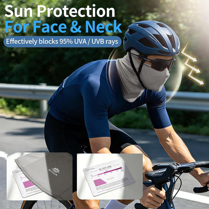 Botack Ice Silk Balaclava UV Protection Windproof Breathable Full Face Mask Adjustable Cycling Hiking Mask for Men Women, Mens, Grey, One Size