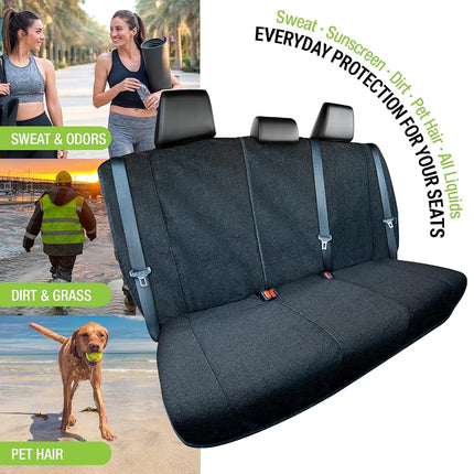 Season Guard Back Seat Towel Seat Cover for Cars; Great for After Gym Workouts, Dogs, and Outdoor Activities; Universal Fit for Cars SUVs Vans Trucks, EZ fit, Non Slip Grip, Black