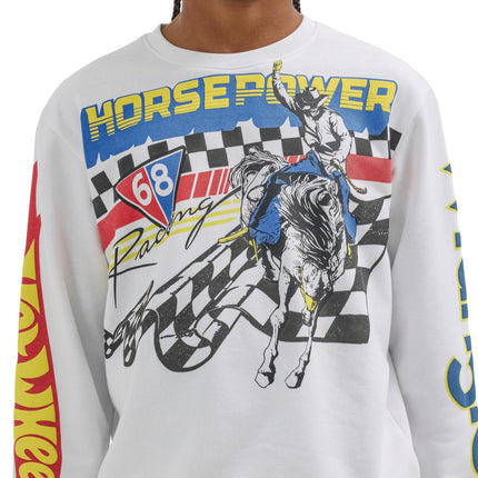 Wrangler Boys' Youth Crewneck “Rodeo” Pullover, White, Small