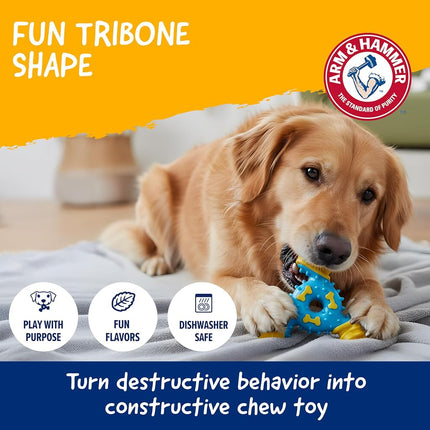 Arm & Hammer for Pets Nubbies TriBone Dog Dental Toy| Best Dog Chew Toy for Moderate Chewers | Dog Dental Toy Helps Reduce Plaque & Tartar | Peanut Butter Flavor Baking Soda
