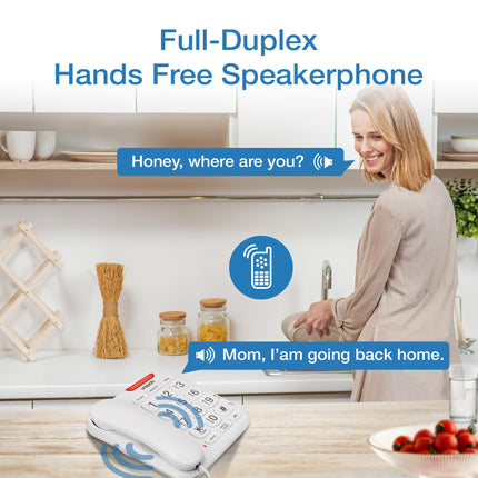 VTech SN1107 Corded Phone with Oversized High-Contrast Buttons, Talking Digits for Seniors, 10 Number Speed Dial, Visual Ringer, Full-Duplex Speakerphone