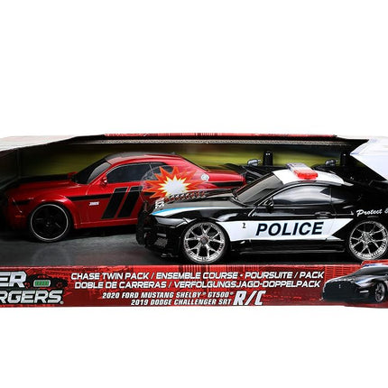 Jada Toys Hyperchargers 1:16 2020 Ford Mustang Shelby GT500 & 2019 Dodge Challenger SRT Remote Control Car, Toys for Kids and Adults