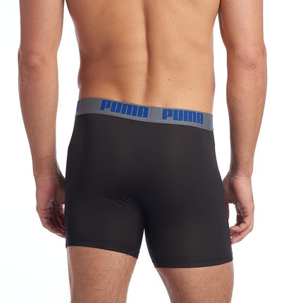 PUMA Men's 3 Pack Performance Boxer Briefs, Black/Grey, L