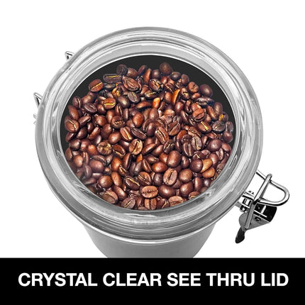 Oggi 26-Ounce Stainless Steel Canister with Clear Arylic Lid and Locking Clamp