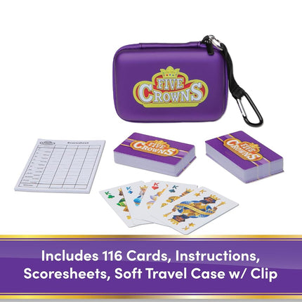 Five Crowns Travel Case Bundle, Cards, Scorecard Included – Card Game for Kids and Adults, Family Game Night, The Game isn’t Over Until the Kings Go Wild!, 5 Suited Rummy Style Card Game, Ages 8+