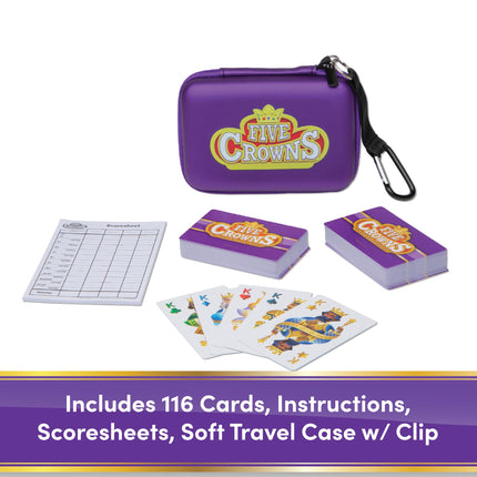 Five Crowns Travel Case Bundle, Cards, Scorecard Included – Card Game for Kids and Adults, Family Game Night, The Game isn’t Over Until the Kings Go Wild!, 5 Suited Rummy Style Card Game, Ages 8+