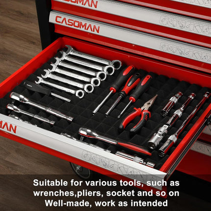 CASOMAN 4PCS Professional Toolbox Liner, Trap Mat Universal Tool Drawer Liner, Non-Slip Foam Inserts, Easy Cut, Black, 23.6"x15.7"