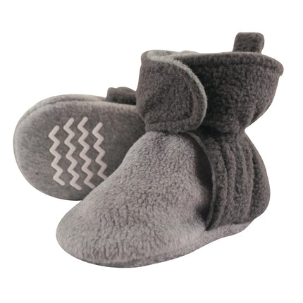 Hudson Baby Unisex-Child Cozy Fleece Booties Slipper Sock, Charcoal Heather Gray, 18-24 Months
