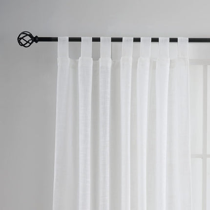 White Linen Semi Sheer Curtains Tab Top Light Filtering Elegant Curtains & Drapes for Living Room 52 x 84 Inch Length, Set of 2 Panels