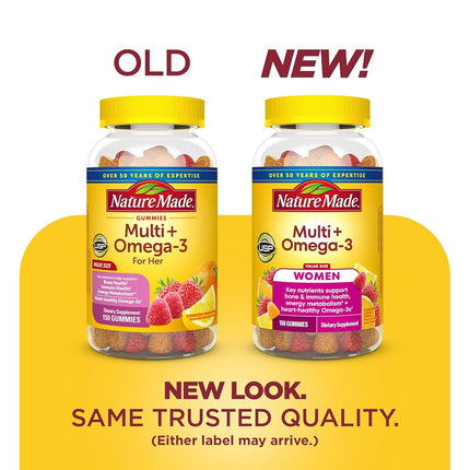 Nature Made Women's Multivitamin + Omega-3 Gummies, 150 Count Value Size (Packaging May Vary)