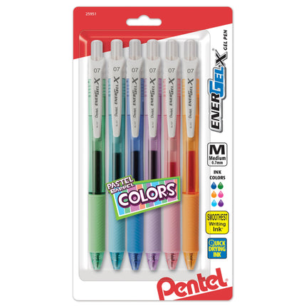 Pentel Energel-X Pastel Barrels Retractable, Mediu