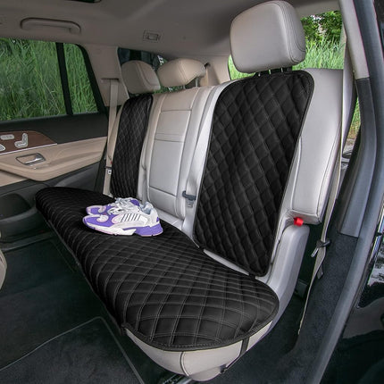 FH GROUP FH1028BLACK Universal Fit Faux Leather Rear Set Black Automotive Seat Protectors fits Most Cars, SUVs, Trucks, and Vans