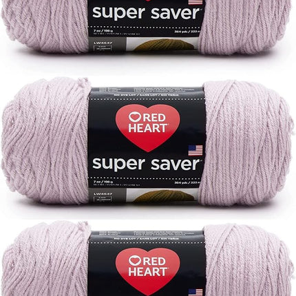Red Heart Super Saver Pack of 3 - Pale Plum - 7oz/198g - Acrylic - 4 Medium (Worsted) - 364 Yards - Knitting, Crocheting, Crafts & Amigurumi
