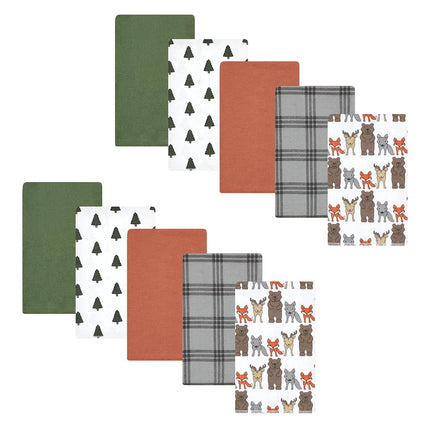 Bavoirs en flanelle de coton unisexe pour bébé Hudson Baby, lot de 10, motif Forêt sauvage, taille unique