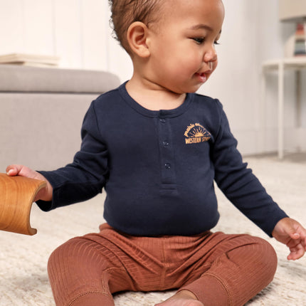 Paquete de 6 bodys de manga larga Gerber para bebé, estilo western, 0-3 meses