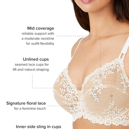Wacoal Women's Embrace Lace Sg Classique T-Shirt Floral Everyday Bra, Beige (Nude),36DD (Manufacturers Size: 95E)