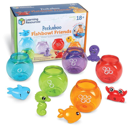 Learning Resources Peekaboo Fishbowl Friends, 10 Pieces, Ages 18 Months+, Learning Toys, Baby Toys, Educational Toys, Fish Toys, Animal Toys, Bath Toys, Blue,green,orange,purple,red (LER6814)