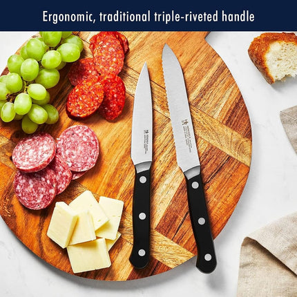 HENCKELS Solution Ensemble de 12 couteaux ultra-tranchants, couteau de chef, couteau à pain, couteau à steak, conception allemande issue de plus de 100 ans de maîtrise, Noyer