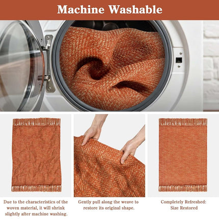 Collive Bathroom Rug 2' x 5', Terracotta Fall Washable Kitchen Runner Rugs