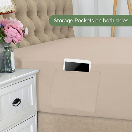 Elegant Comfort 1500 Premium Hotel Quality 18-21 Inches Deep - Extra Deep Pocket Single Fitted Sheet for High Mattress, Luxury and Softest, Smart Pocket - Wrinkle Free, California King, Cream
