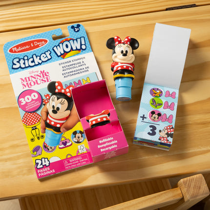 Melissa & Doug Sticker Wow! Lote de Disney Minnie Mouse: Libro de actividades de 24 páginas, estampador de pegatinas recargable, mini bloc, 500 pegatinas, manualidades para niños a partir de 3 años